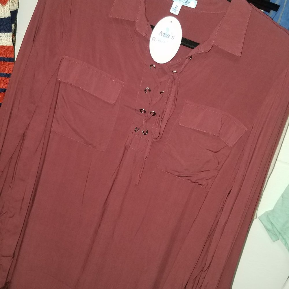 Long Sleeve Top Maroon